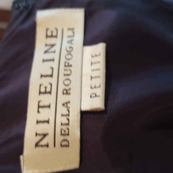 Niteline Della Roufogali Navy Front Cascade at the Waist Cocktail Dress Sz 4 - Picture 10 of 11